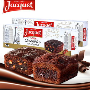 法国原装进口 JACQUET 雅乐可 迷你巧克力脆片布朗尼蛋糕150g*3盒