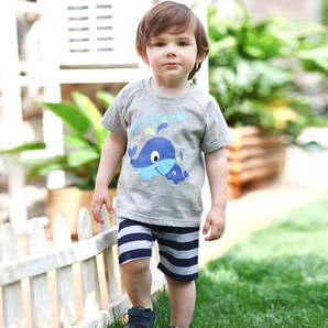 Oissie 奥伊西 1-4岁宝宝纯棉圆领短袖短裤休闲套装婴儿夏季两件套