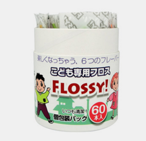 日本进口FLOSSY儿童牙线棒柔软超细宝宝牙线独立包装水果味60支