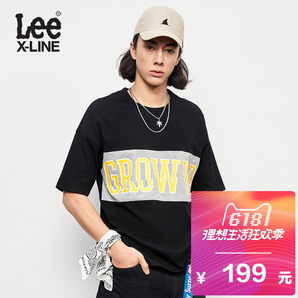 0点！Lee男装 X-LINE黑色短袖T恤