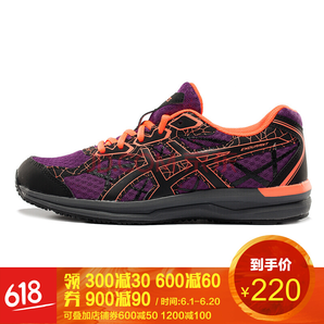 亚瑟士ASICS 跑步鞋女运动鞋越野户外慢跑透气 ENDURANT T792N-3290 深紫色/黑色/珊瑚色 37.5