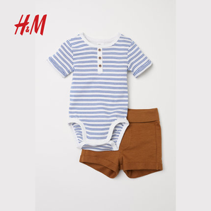 H&M 婴儿哈衣短裤套装 30元包邮