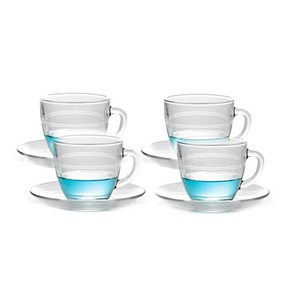 中亚Prime会员： DURALEX 多莱斯 简约咖啡杯碟套装 4套 透明色 66元包邮（需领码）