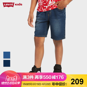 【2018新款】Levi's李维斯男童松紧腰针织牛仔短裤82621KS499