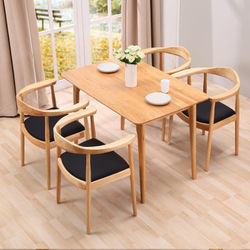 TIMI 天米 北美进口白橡木餐桌椅组合（1.2米日式餐桌+4把总统椅） 