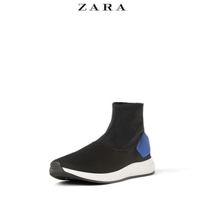 ZARA男鞋黑色袜式运动休闲短靴15518202040