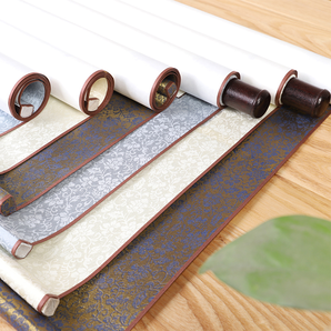 韵江南宣纸精装裱仿古四尺卷轴空白纸书法作品纸横幅挂轴画轴半生半熟