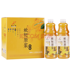  四川仁寿特产 福仁缘 枇杷原浆饮料 果蔬汁 枇杷果汁 1.25L*6瓶 整箱装 *2件83元（合41.5元/件）