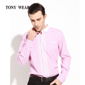 Tony Wear 汤尼威尔 男士纯棉撞色长袖衬衫 2色新低39元包邮（需领60元优惠券）