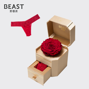 THE BEAST/野兽派 红色炸弹蕾丝丁字裤金色永生花盒
