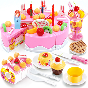 贝比谷 儿童过家家玩具75件套 （不带特效灯光）蛋糕粉色   
