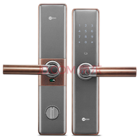 联想Lecoo R1 指纹锁智能锁电子密码锁支持无线蓝牙磁卡 超薄公寓家居锁 红古铜