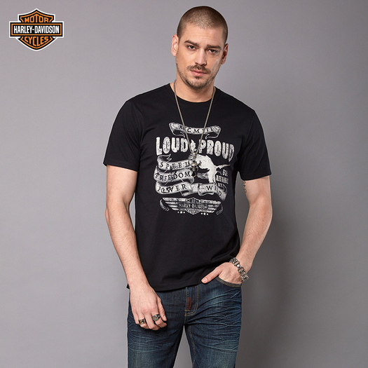 harley-davidson 哈雷戴维森 2018夏新款男士纯棉印花短袖t恤