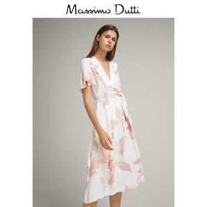Massimo Dutti 女装 侧边系结花卉印花连衣裙 06658400712
