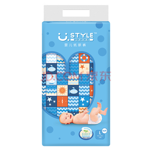U.style U适宝宝 蓝装 扭扭舒适系列 婴儿纸尿裤 L码56片 *3件137元（合45.67元/件）