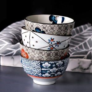 点一 景德镇日式陶瓷碗复古餐具釉下彩4.5寸饭碗家用日本和风创意