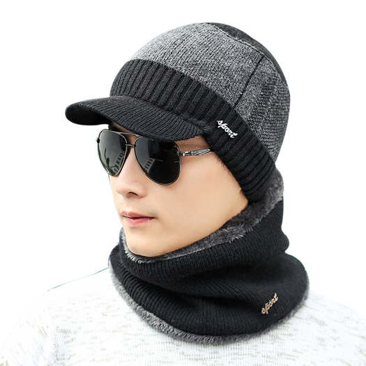 冬季男士帽子韩版毛线帽保暖针织帽冬天防寒护耳棉帽子户外骑车