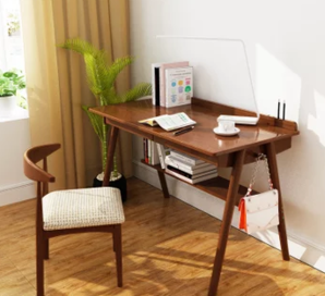物槿北欧实木书桌XL-01 胡桃色单桌100cm
