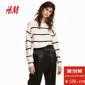 H&M女装毛衣秋季新款精细针织套衫长袖套头上衣女HM0519749