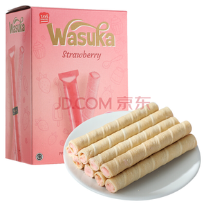 哇酥咔（WASUKA）草莓味爆浆威化卷（饼干） 印度尼西亚进口 夹心卷心酥 240g（新老包装随机发货）