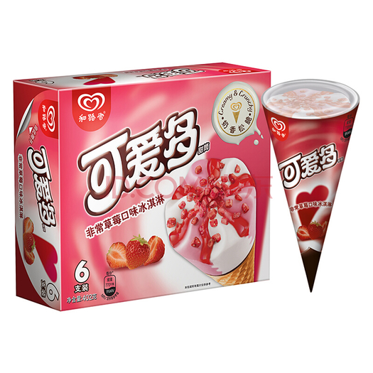 walls和路雪草莓口味可爱多甜筒6支装402g