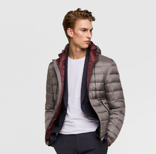 zara男装连帽羽绒棉服夹克