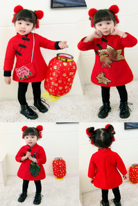 宝宝唐装冬装儿童新年衣服中国风女童装过年喜庆拜年服1-2-3-4岁