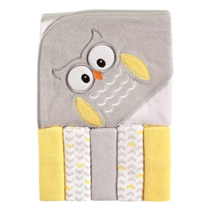 Luvable Friends 婴儿卡通连帽浴巾+5条小毛巾套装