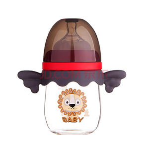 Snow Bear 小白熊 天使系列 宽口径玻璃奶瓶 160ML 魔法黑 *2件88元（合44元/件）