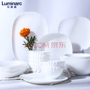 乐美雅（Luminarc）露特莎餐具十八件套钢化玻璃盘碗碟家用套装 N5460