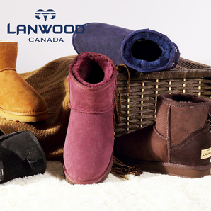 18年新款，加拿大Lanwood 澳洲羊皮毛一体 女款平底/内增高雪地靴