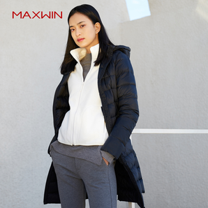 MAXWIN 马威   高级轻薄女长款白鸭绒羽绒服