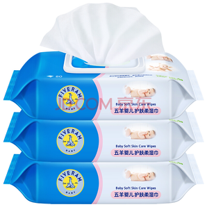 五羊（FIVERAMS）婴儿护肤柔湿巾80片×3包 *2件30.24元（合15.12元）