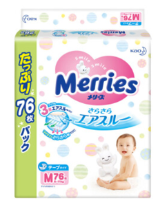 Merries 妙而舒 婴儿纸尿裤 M76片 *3件 237.6元包邮（合79.2元/件）