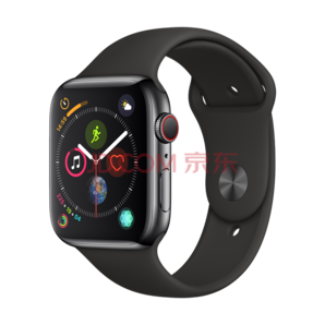 14点开始： Apple 苹果 Apple Watch Series 4 智能手表 (深空黑不锈钢、GPS+蜂窝网络、44mm、黑色运动表带)