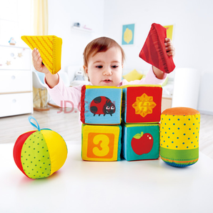 德国（Hape）益智玩具 智趣触感布艺积木E8412  6个月+ 婴幼儿童积木玩具新生儿男女孩生日礼物