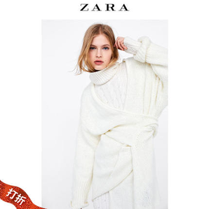 ZARA 新款 女装 V领系带针织毛衣外套 09667003712