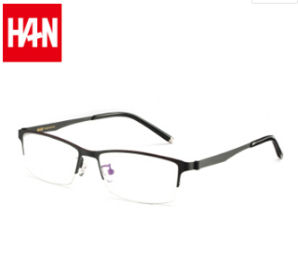 HAN HD4866 纯钛光学眼镜架 + HAN 1.60非球面防蓝光镜片 129元包邮（需用券）
