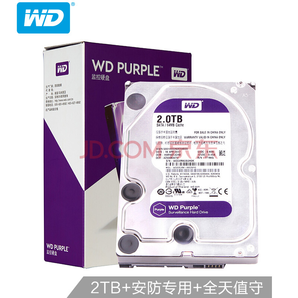 WD 西部数据 WD20EJRX 台式机监控机械硬盘 紫盘 2TB