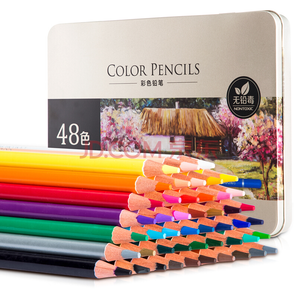 deli 得力 6567 圆杆油性彩色铅笔 48色铁盒装 *5件 147.5元包邮（合29.5元/件）