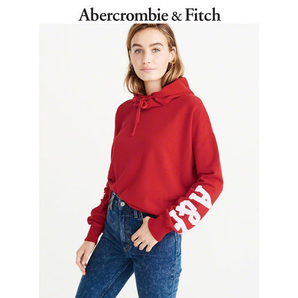 Abercrombie&Fitch女装 Logo 款毛边帽衫