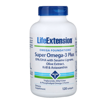 Life Extension, Omega 基础，超级Omega-3 Plus，120软胶囊
