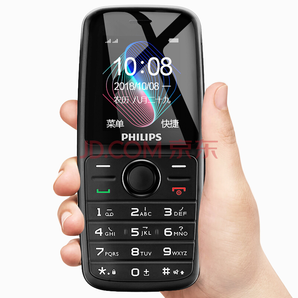 飞利浦（PHILIPS）E108 陨石黑 直板按键 移动联通2G 双卡双待 老人手机 老年功能机 学生机备机