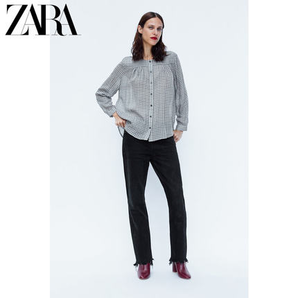 ZARA 新款 女装 打褶装饰格子衬衫