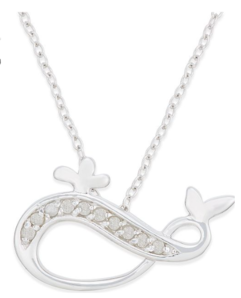 Macy's  Diamond Whale Infinity Pendant Necklace (1/10 ct. t.w.) in Sterling Silver 项链