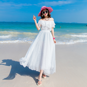 泰国海边度假显瘦沙滩裙抹胸连衣裙