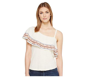 Lucky Brand Embroidered Off the Shoulder Top 女士短袖