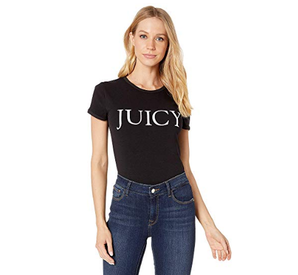 Juicy Couture Juicy Embroidery Bodysuit 女款银色字母t恤