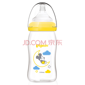 pigeon 贝亲 AA137 Disney系列 自然实感 宽口径玻璃彩绘奶瓶 160ml
