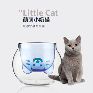 tomic特美刻双层猫头玻璃杯 猫爪杯牛奶杯耐热猫咪水杯子
